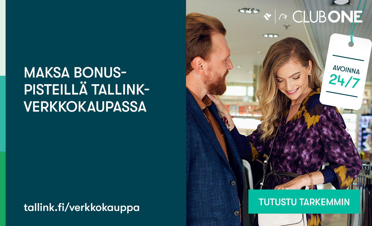 Tallink-verkkokaupassa voit myös hyödyntää Club One -bonuspisteitäsi